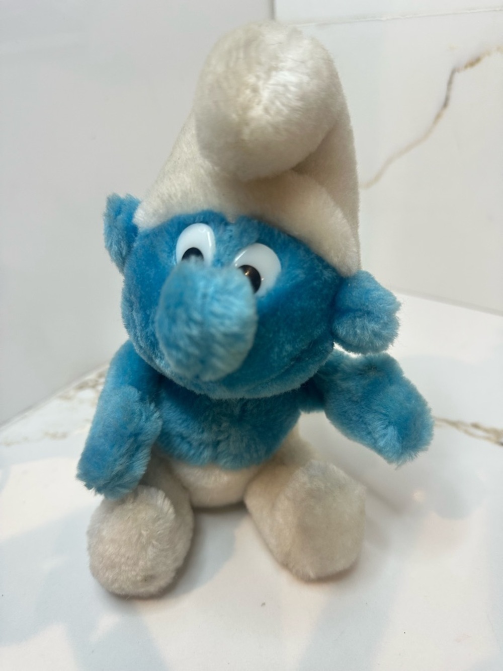 1980 Peyo Smurf Bean Bag Plush Wallace Berrie & Company Vintage 8in Plastic Eyes